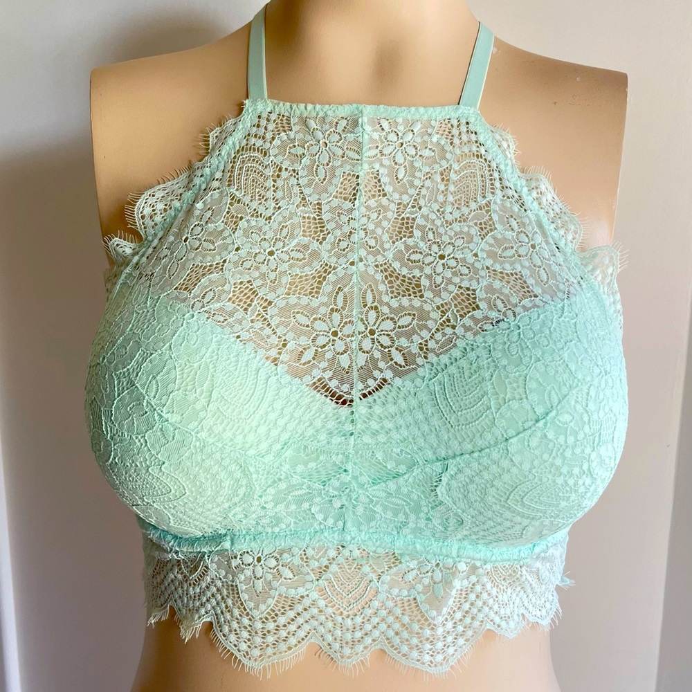 Mint green lace bra top